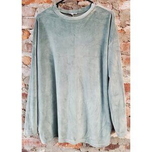 Fashion Nova Velour Shirt Womens Sz L Green Top Long Sleeve
